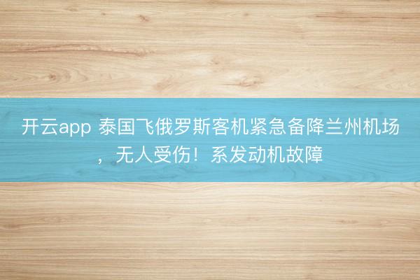 开云app 泰国飞俄罗斯客机紧急备降兰州机场，无人受伤！系发动机故障