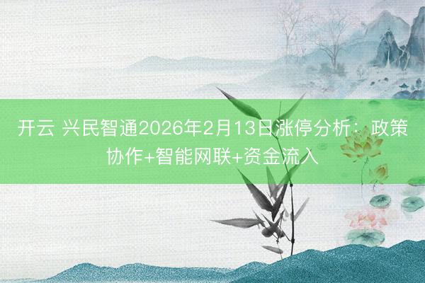 开云 兴民智通2026年2月13日涨停分析:政策协作+智能网联+资金流入