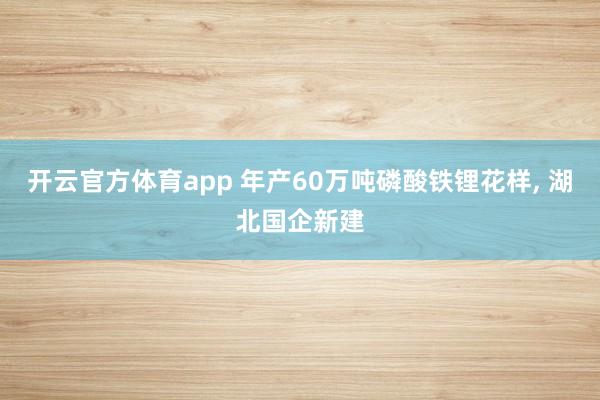 开云官方体育app 年产60万吨磷酸铁锂花样， 湖北国企新建
