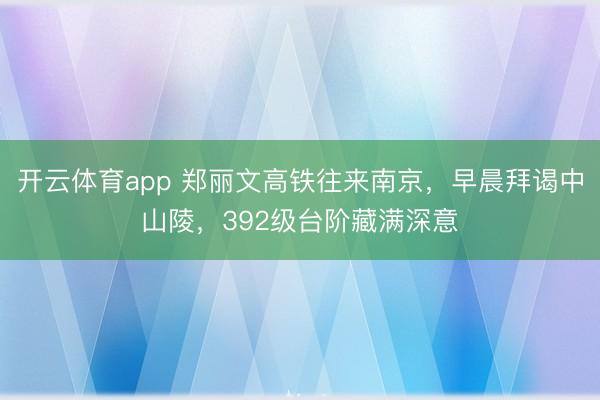 开云体育app 郑丽文高铁往来南京,早晨拜谒中山陵,392级台阶藏满深意