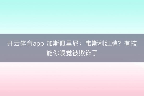开云体育app 加斯佩里尼:韦斯利红牌?有技能你嗅觉被欺诈了