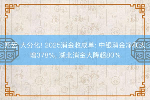 开云 大分化! 2025消金收成单: 中银消金净利大增378%， 湖北消金大降超80%