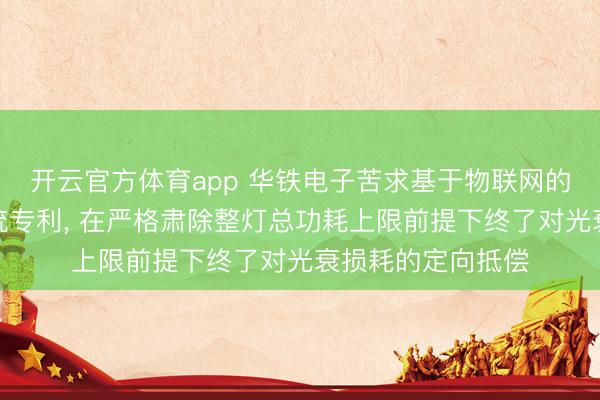 开云官方体育app 华铁电子苦求基于物联网的城市街灯肃除系统专利， 在严格肃除整灯总功耗上限前提下终了对光衰损耗的定向抵偿