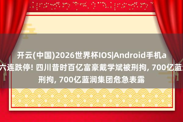 开云(中国)2026世界杯IOS|Android手机app下载 ST龙大六连跌停! 四川昔时百亿富豪戴学斌被刑拘， 700亿蓝润集团危急表露