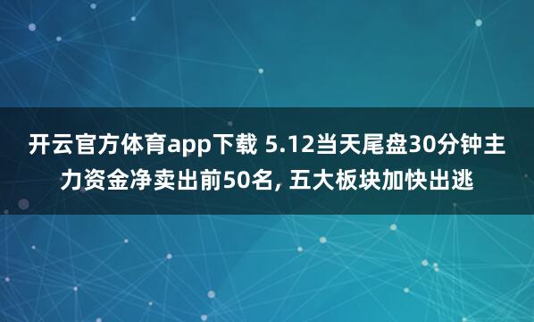开云官方体育app下载 5.12当天尾盘30分钟主力资金净卖出前50名， 五大板块加快出逃