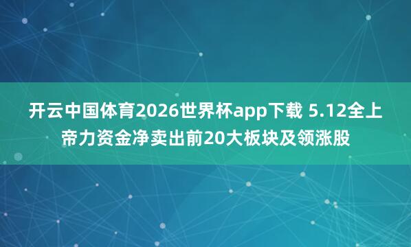开云中国体育2026世界杯app下载 5.12全上帝力资金净卖出前20大板块及领涨股
