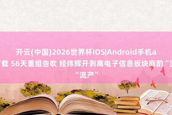 开云(中国)2026世界杯IOS|Android手机app下载 56天重组告吹 经纬辉开剥离电子信息板块商酌“流产”