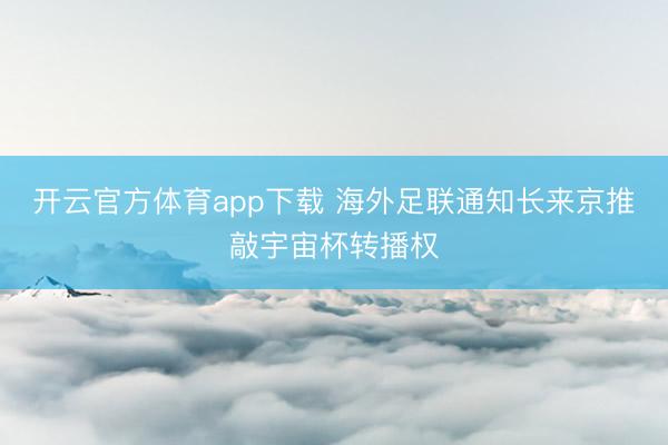 开云官方体育app下载 海外足联通知长来京推敲宇宙杯转播权
