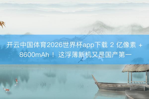 开云中国体育2026世界杯app下载 2 亿像素 + 8600mAh ！这浮薄新机又是国产第一