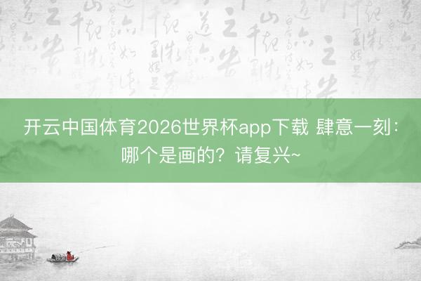 开云中国体育2026世界杯app下载 肆意一刻：哪个是画的？请复兴~